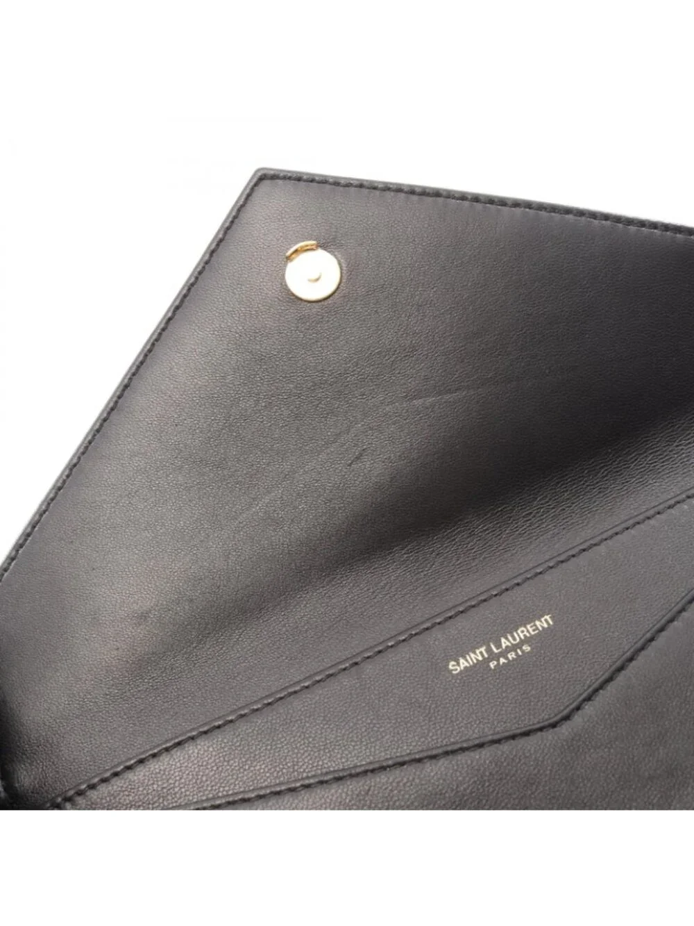 Saint Laurent Paris Clutch Gabby Black Leather Flap Chain